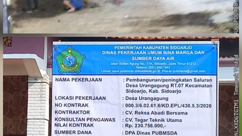 Pembangunan Saluran Air Desa Urangagung Diduga Mengabaikan Mutu Konstruksi Proyek