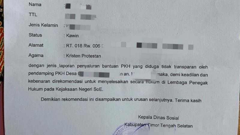 Oknum Kadis di TTS Diduga Lampaui Kewenangan, Terbitkan Surat Rekomendasi Audit ke Kejari SoE